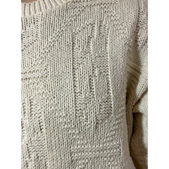 Body Equip Men’s Sweater Vtg M Cream Textured Geometric Pattern Pullover USA - Picture 11 of 16